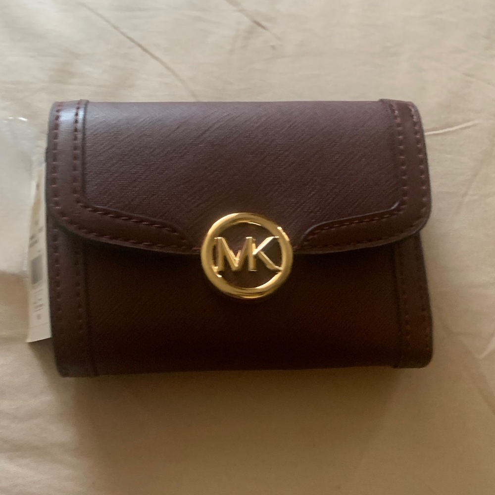 Michael Kors Dark Burgundy Wallet with Gold Logo